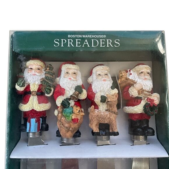 Boston Warehouse Spreaders Santa Set of 4 Stainless Steel - Picture 2 of 4